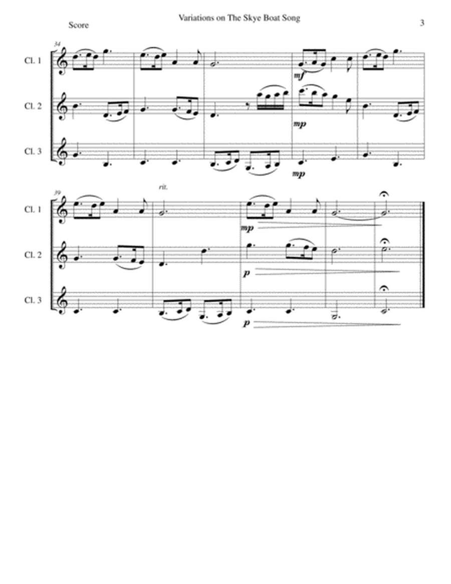 Variations on The Skye Boat Song (Speed bonny boat) for clarinet trio image number null