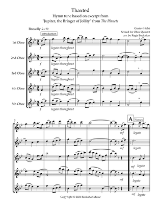 Thaxted (hymn tune based on excerpt from "Jupiter" from The Planets) (Bb) (Oboe Quintet)