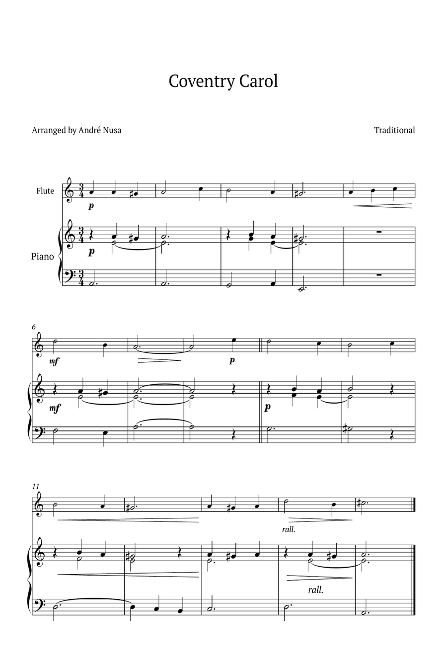 Conventry Carol Flute Solo scores gallery preview page 1
