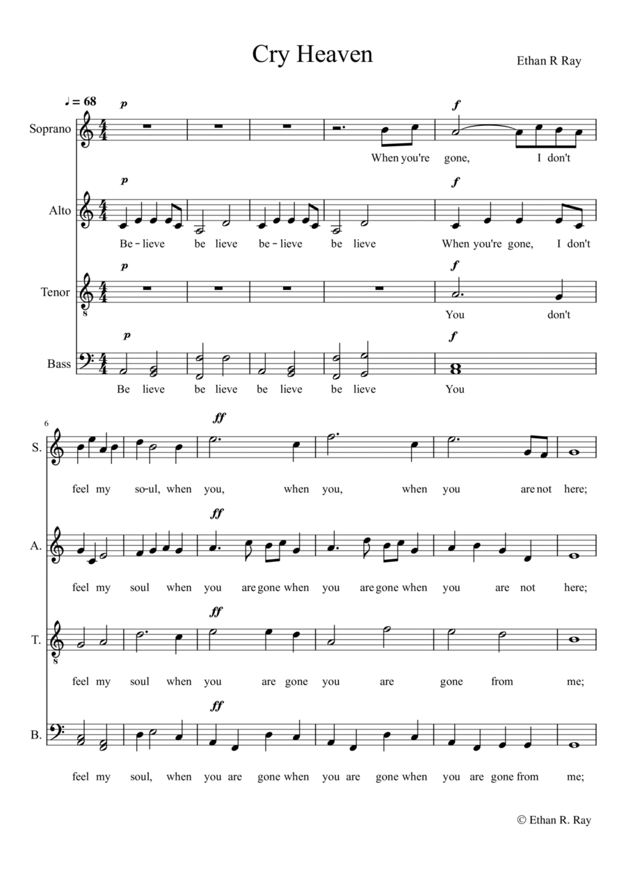 Cry Heaven 4-Part scores gallery preview page 1