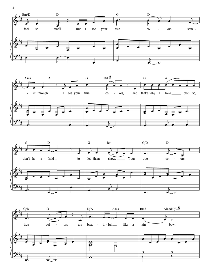 True Colors Piano, Vocal scores gallery preview page 2