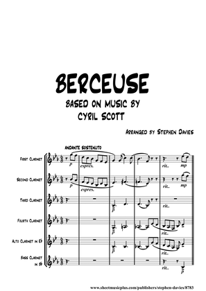 Book cover for 'Berceuse' based on music by Cyril Scott for Clarinet Sextet.
