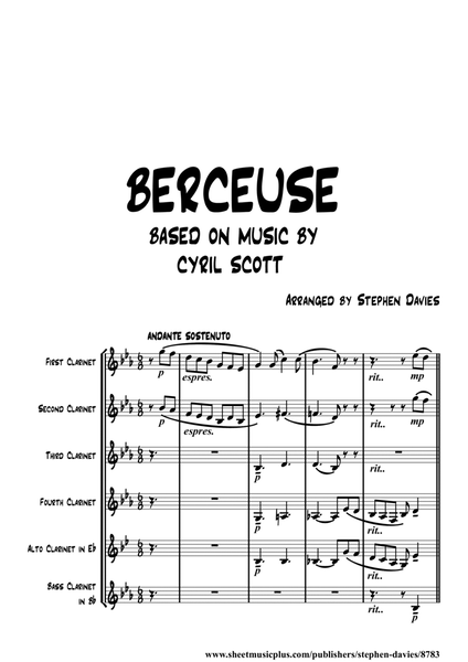 'Berceuse' based on music by Cyril Scott for Clarinet Sextet. image number null