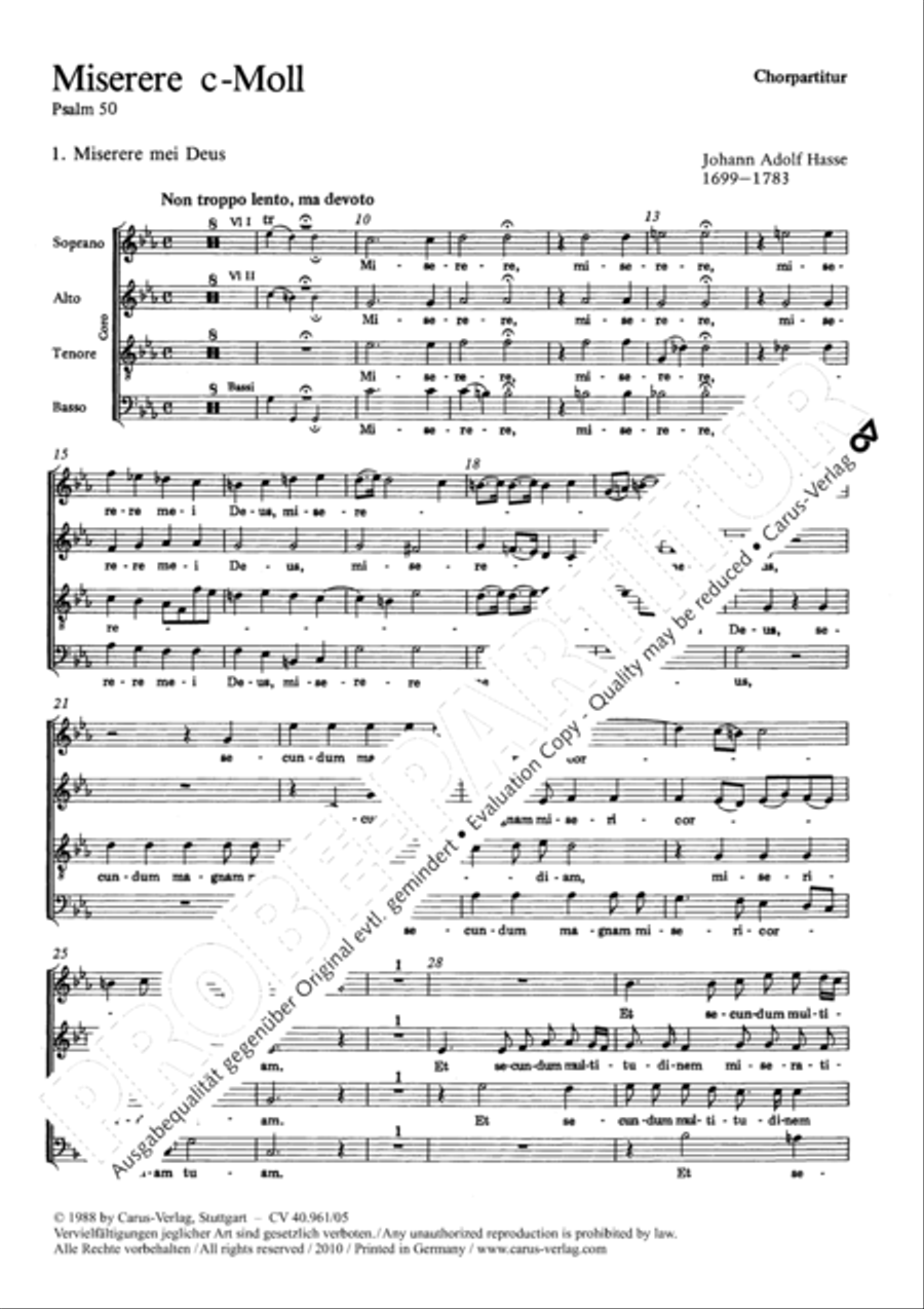 Miserere in C minor 4-Part scores gallery preview page 2