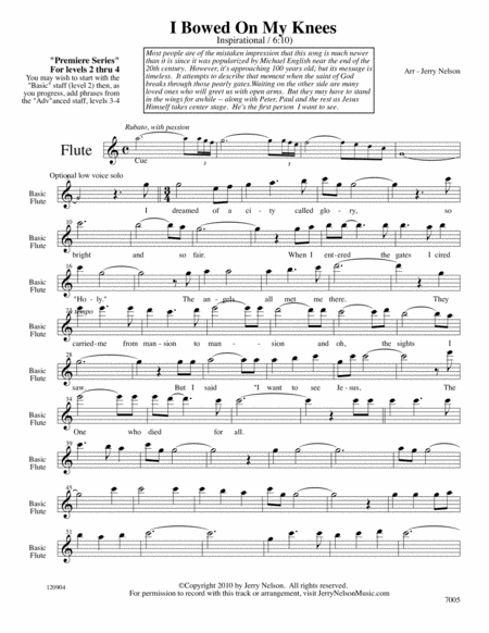 I Bowed on my Knees and Cried Holy (Arrangements Level 2-4 for FLUTE + Written Acc) Hymn image number null