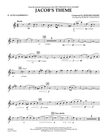 Jacob's Theme (from The Twilight Saga: Eclipse) - Eb Alto Saxophone 1