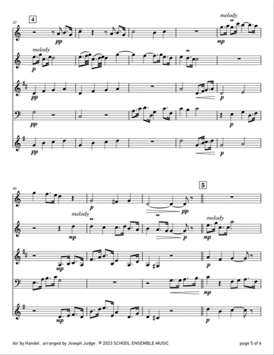 Air by Handel for Woodwind Quartet in Schools Air by Handel for Woodwind Quartet in Schools Woodwind Quartet scores gallery preview page 5