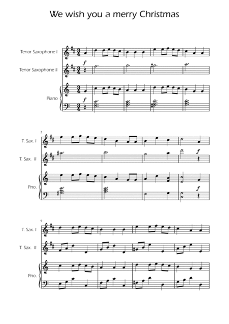 We Wish You a Merry Christmas - Sax Duet w/ Piano Woodwind Duet scores gallery preview page 3