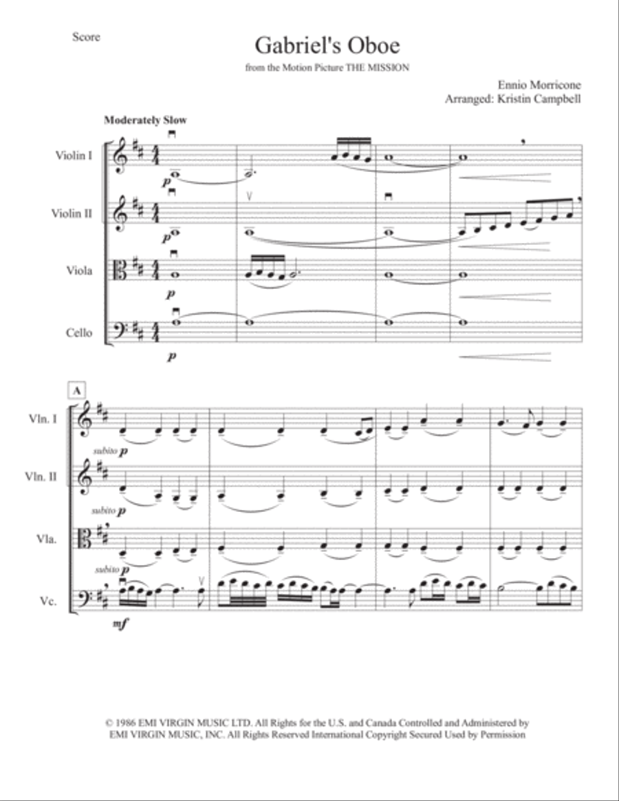 Gabriel's Oboe String Quartet scores gallery preview page 2