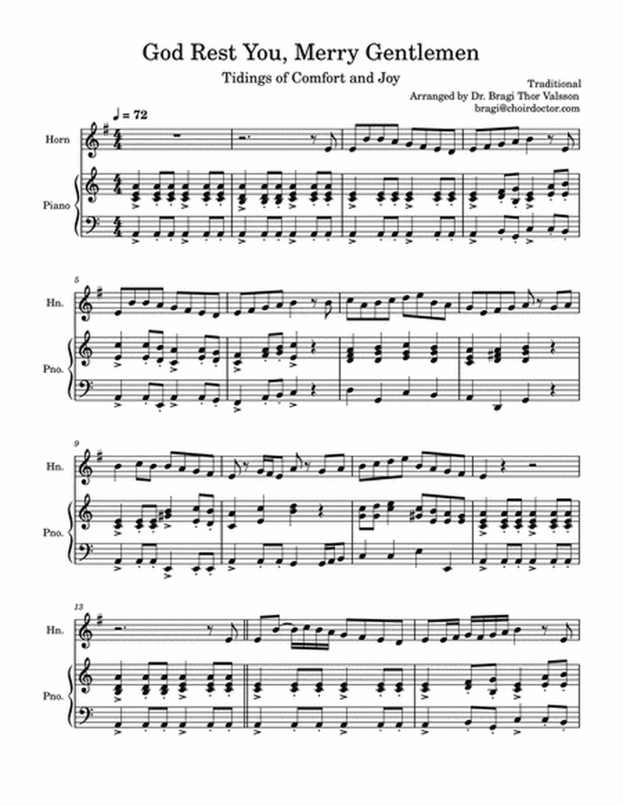 Five Christmas Songs - F Horn with Piano accompaniment image number null