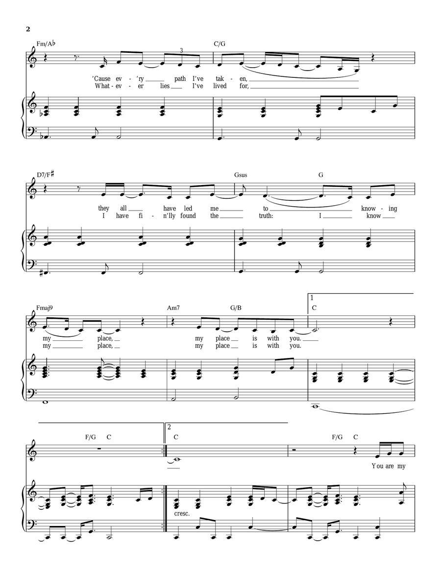 My Place Is With You Piano, Vocal scores gallery preview page 2