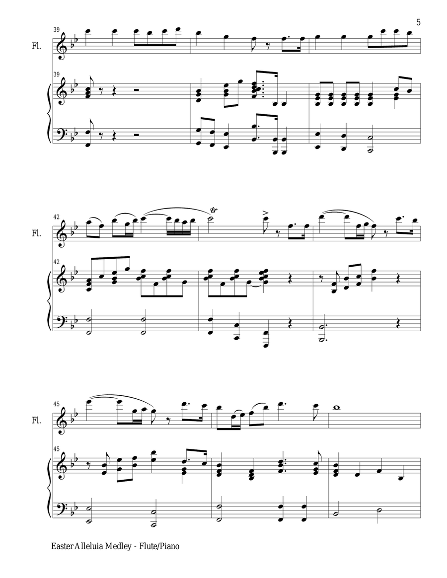 EASTER ALLELUIA MEDLEY (Duet – Flute/Piano) Score and Flute Part Flute Solo scores gallery preview page 5