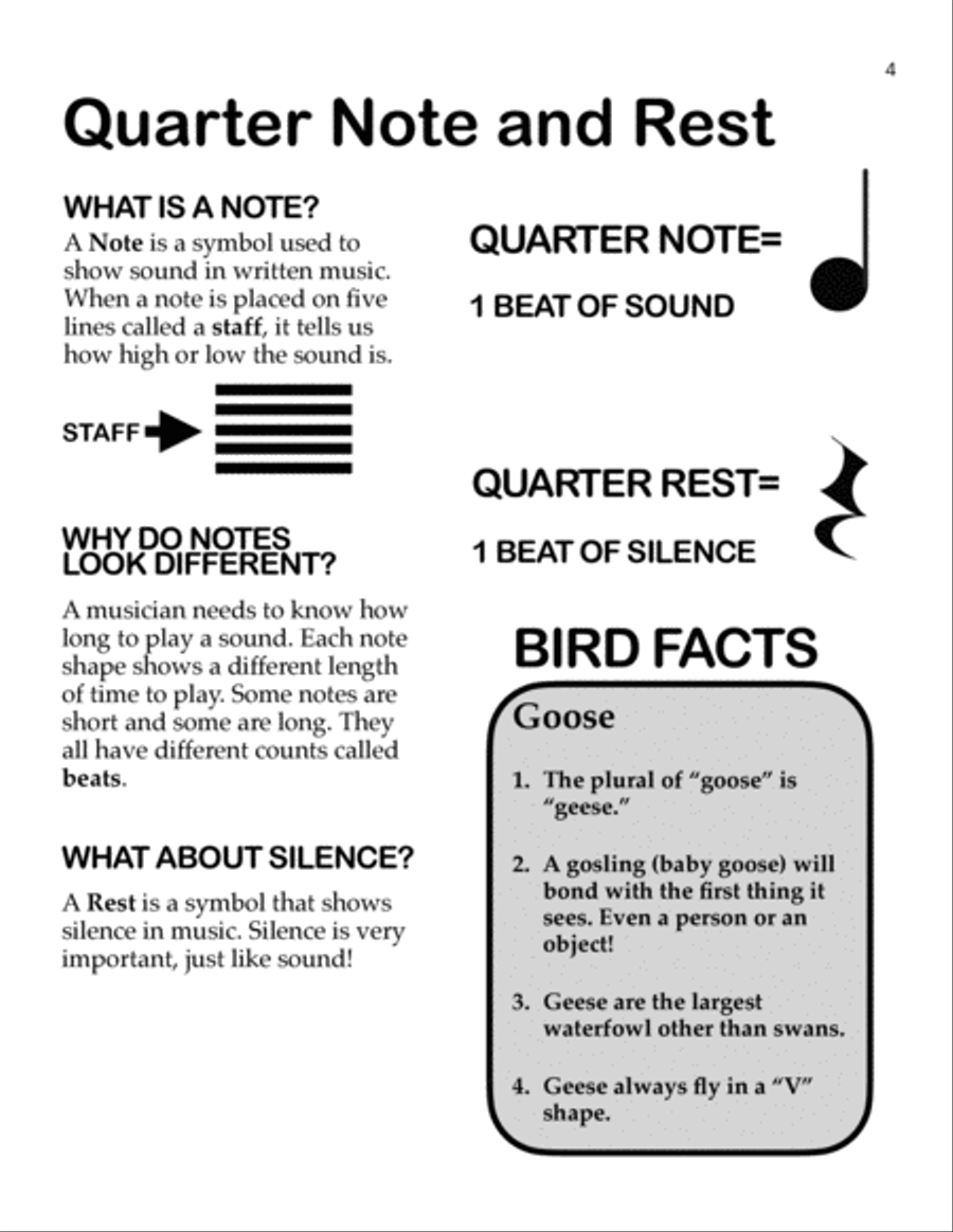 Learn Music Through Coloring Notes, Rests, and Meter: Birds Piano Method scores gallery preview page 4