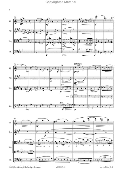 Humoreske A-Dur fur Klarinette, Trompete, Bratsche und Kontrabass BoO 15
