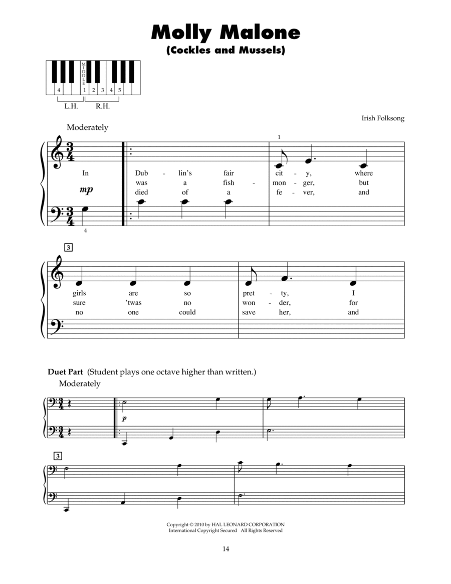 Molly Malone (Cockles & Mussels) Piano scores gallery preview page 1