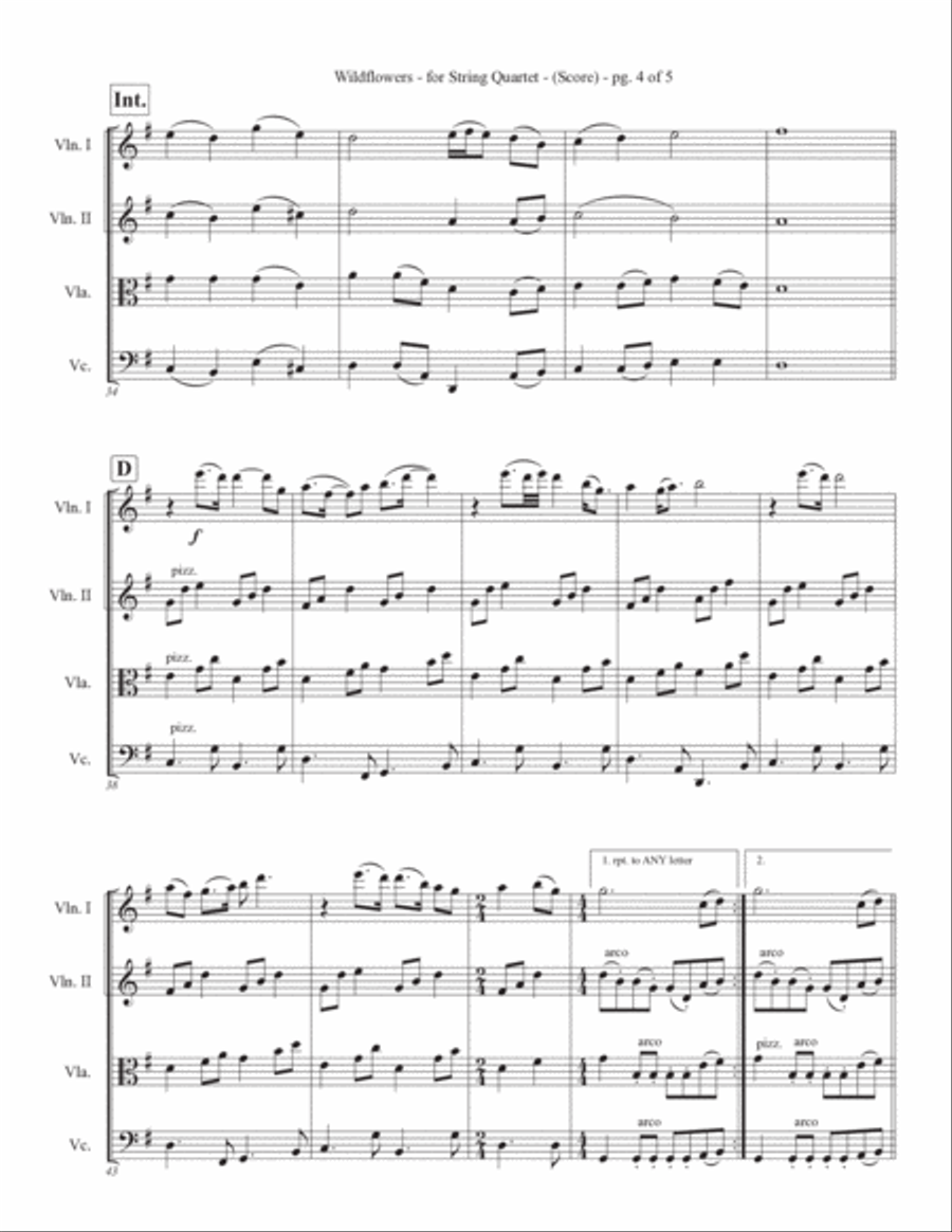 Wildflowers String Quartet scores gallery preview page 5