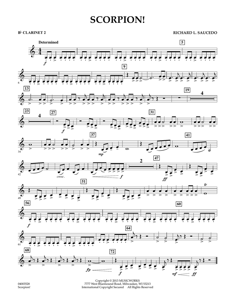 Scorpion! - Bb Clarinet 2 Concert Band scores gallery preview page 1