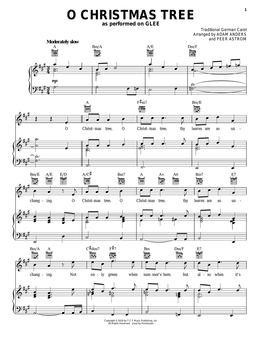O Christmas Tree Piano, Vocal, Guitar scores gallery preview page 1