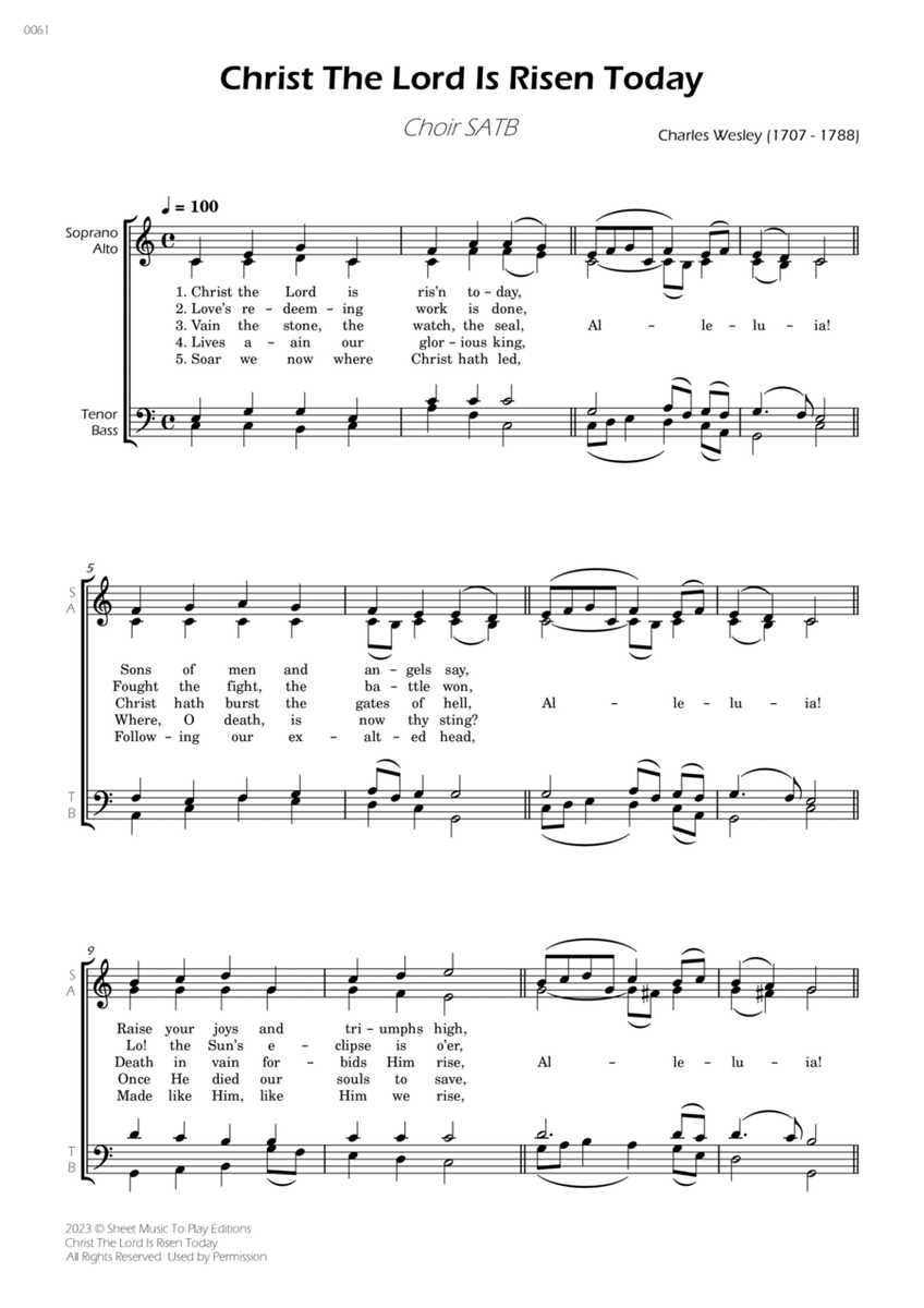 Christ The Lord Is Risen Today - Choir SATB image number null