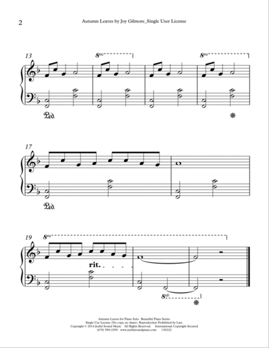 Autumn Leaves Piano Method scores gallery preview page 3