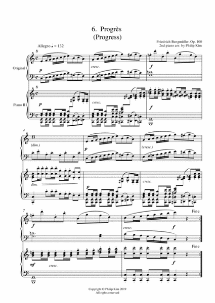6. Progress 25 Progressive Studies Opus 100 for 2 pianos by Friedrich Burgmüller