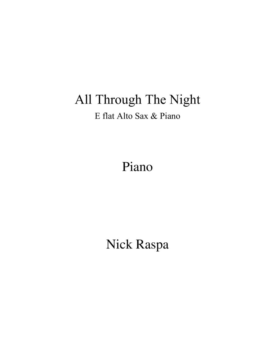 All Through The Night (Alto Sax & Piano) intermediate jazz - Piano part