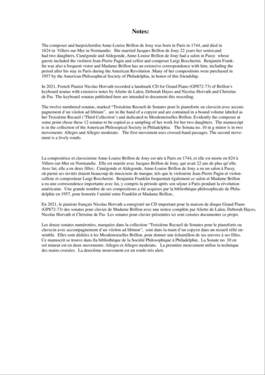 Anne-Louise Brillon de Jouy: Sonata no. 10 in g minor for piano or harpsichord Harpsichord scores gallery preview page 2