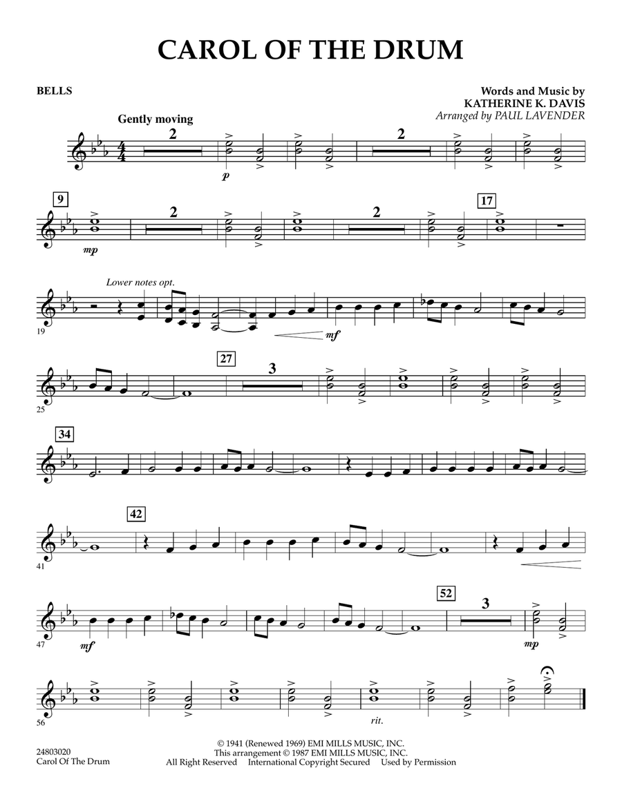 Carol of the Drum - Bells Concert Band scores gallery preview page 1