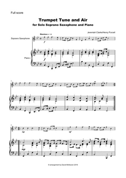 Trumpet Tune and Air, by Purcell; for solo Soprano Saxophone and Piano image number null