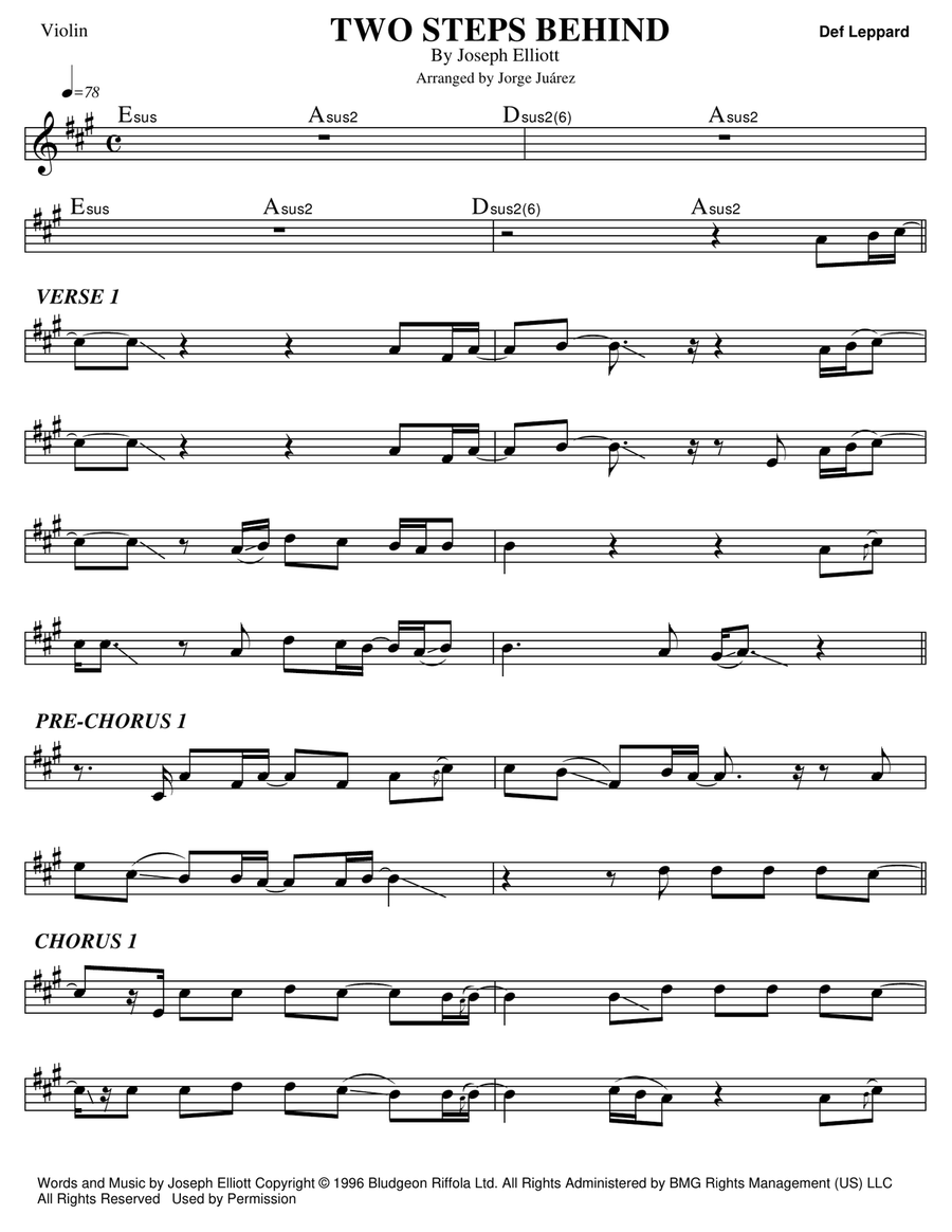 Two Steps Behind Violin Solo scores gallery preview page 1