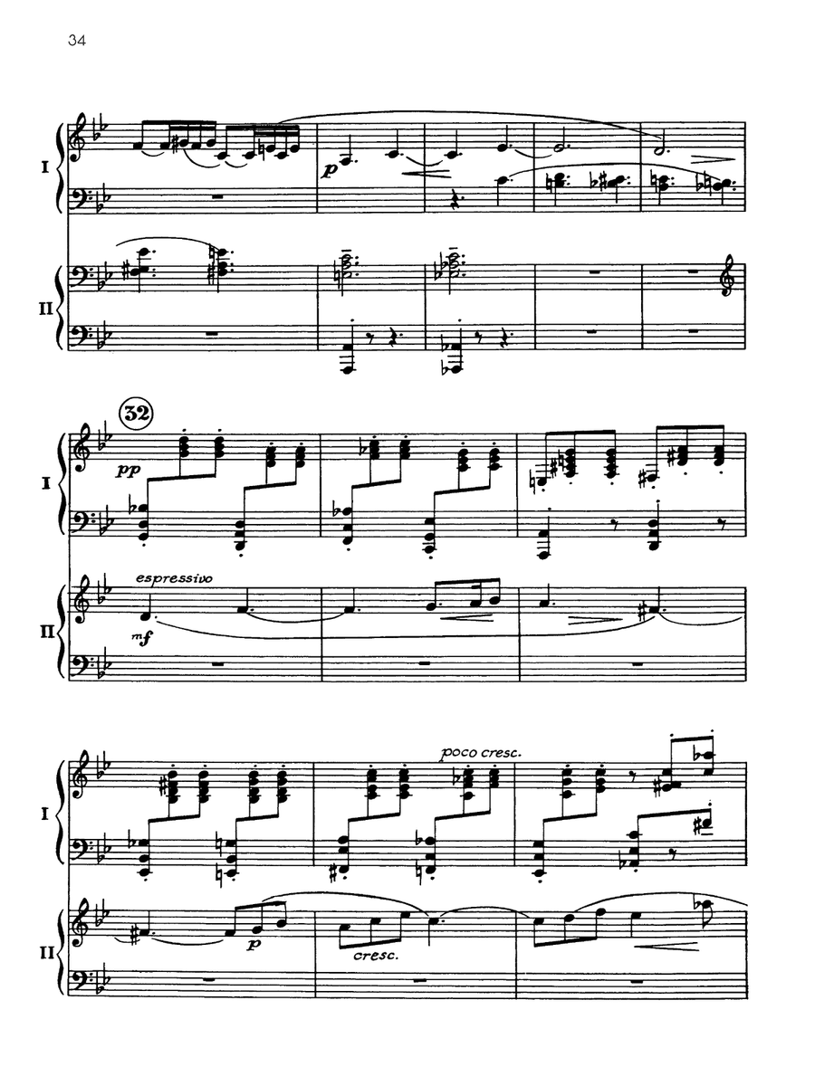 Symphonic Dances, Opus 45 - II. Andante con moto - Piano Duo (2 Pianos, 4 Hands) Piano Duet scores gallery preview page 4