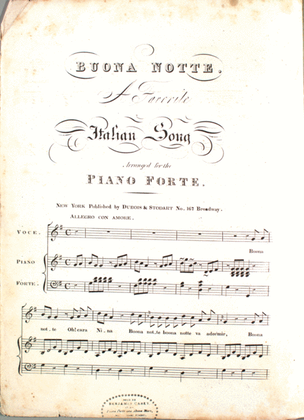Book cover for Buona Notte. A Favorite Italian Song