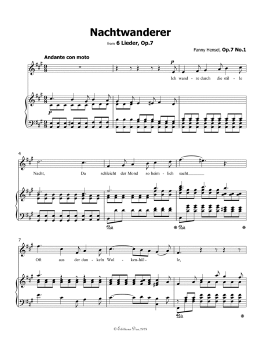 Nachtwanderer, by Fanny Hensel, in A Major Voice scores gallery preview page 3