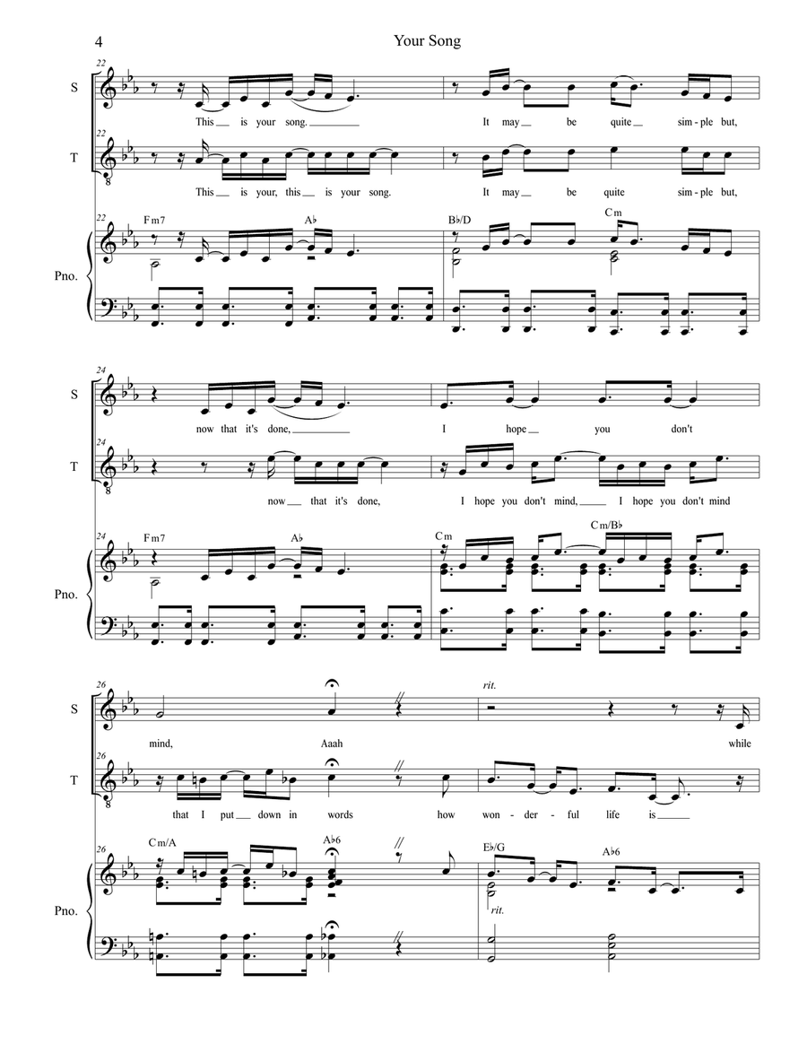 Your Song Your Song 2-Part scores gallery preview page 4