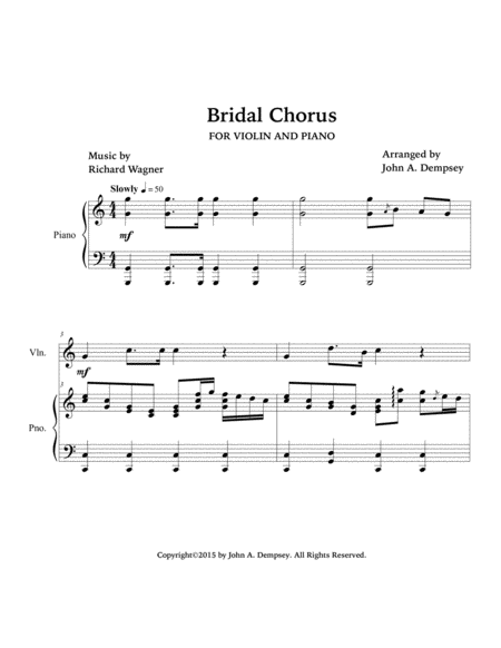 Bridal Chorus (Wedding March for Violin and Piano)