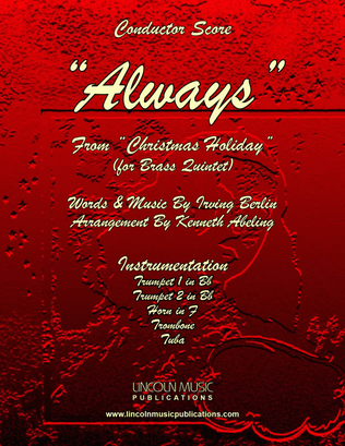 Book cover for Always - Irving Berlin (for Brass Quintet)