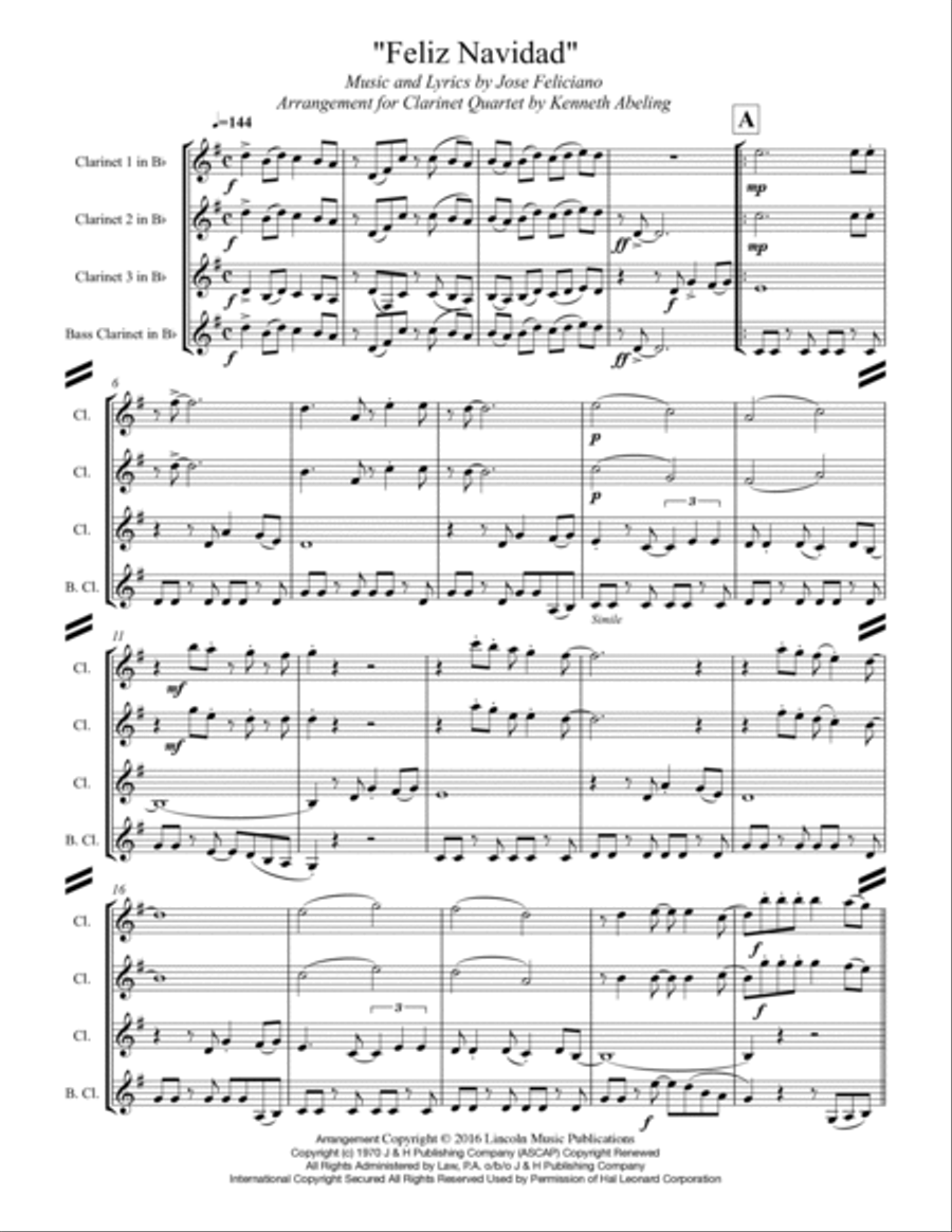 Feliz Navidad Feliz Navidad Woodwind Ensemble scores gallery preview page 2