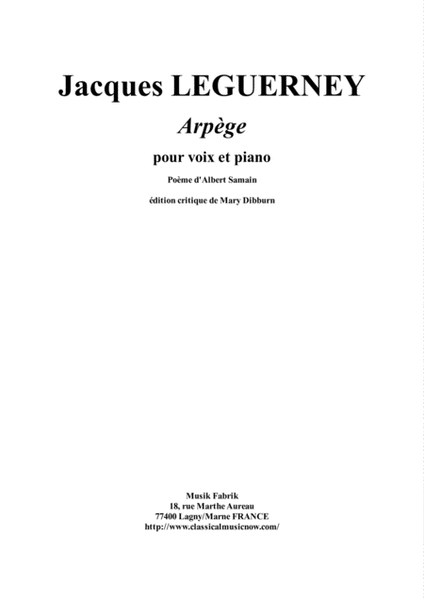 Jacques Leguerney: Arpège for voice and piano