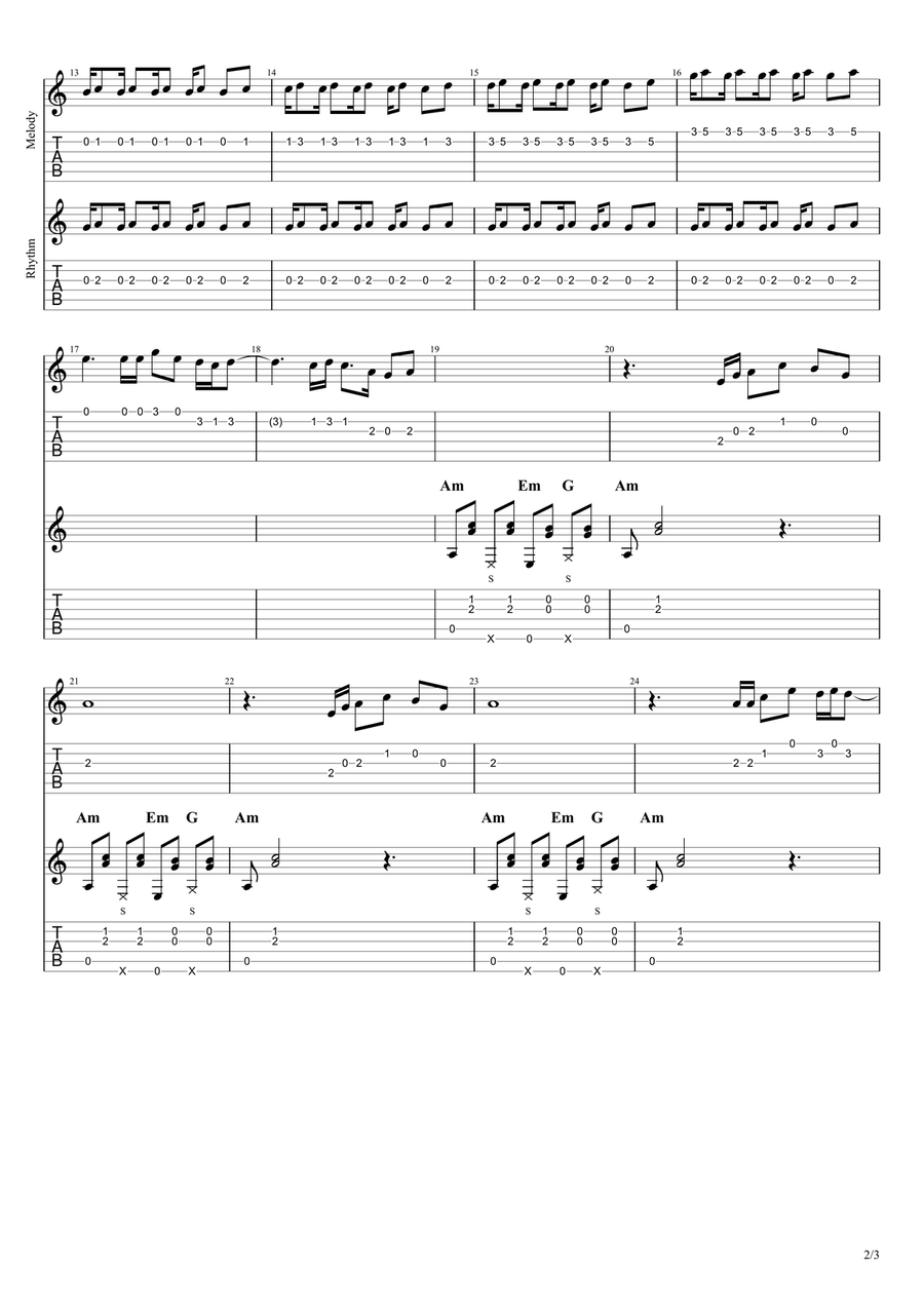 Ain't No Sunshine Guitar Ensemble scores gallery preview page 2