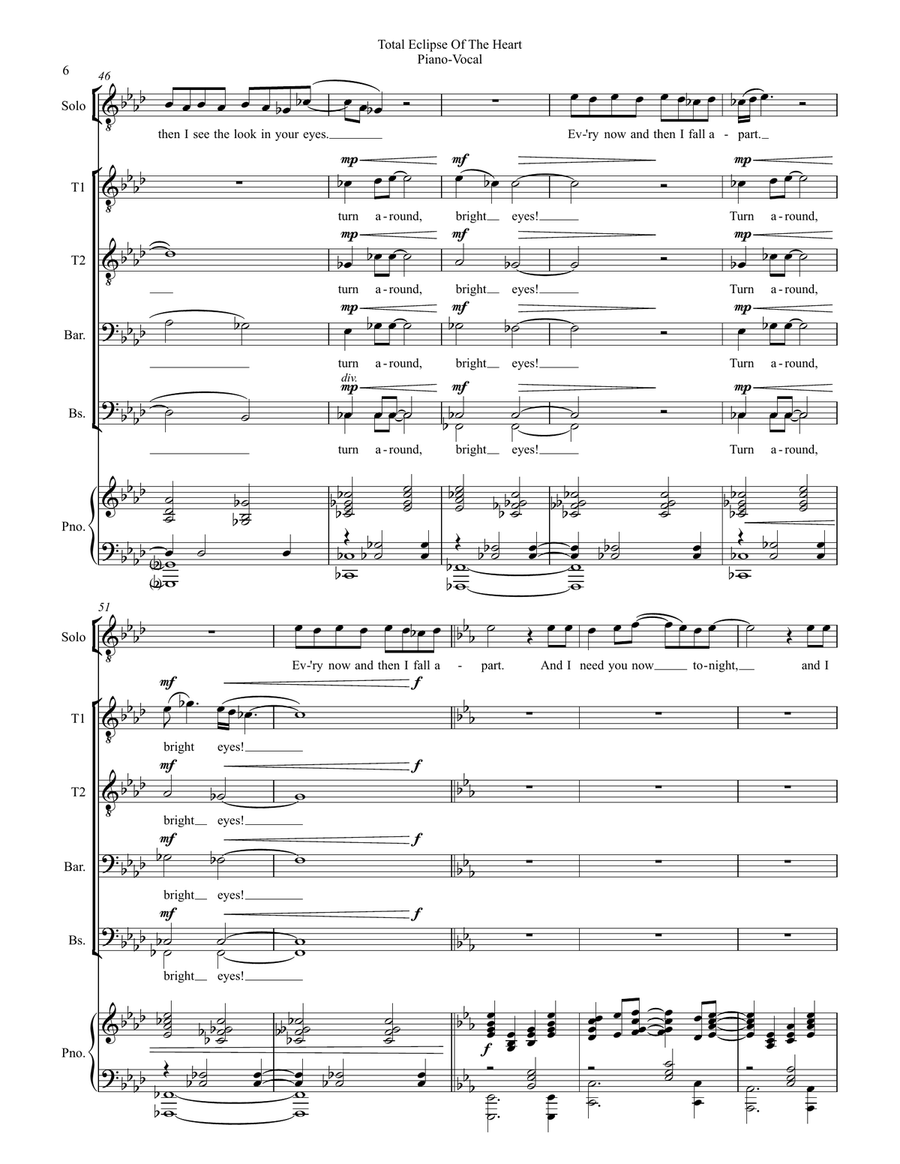 Total Eclipse Of The Heart TTBB scores gallery preview page 6