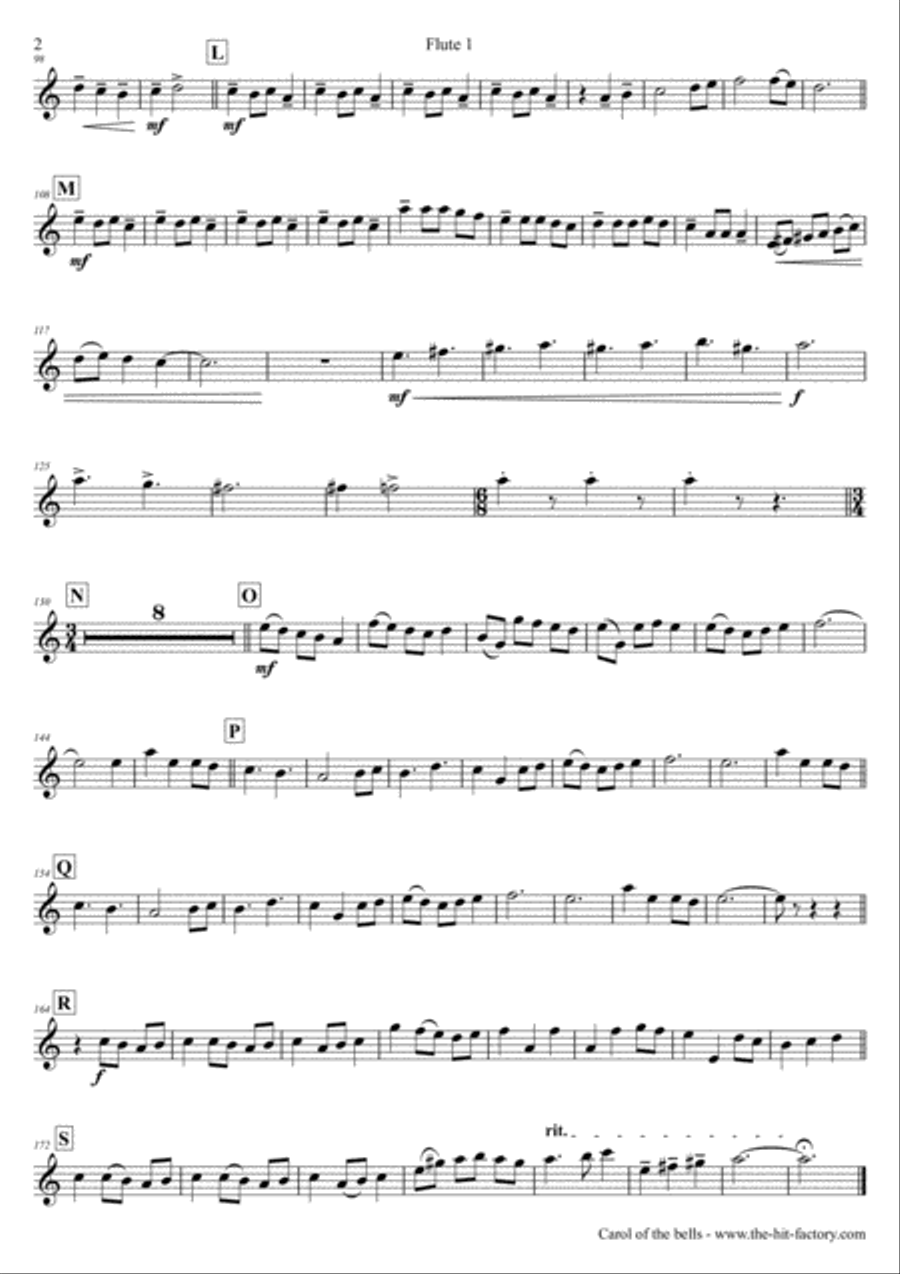 Carol of the Bells - Pentatonix style - Flute Trio Flute Trio scores gallery preview page 6