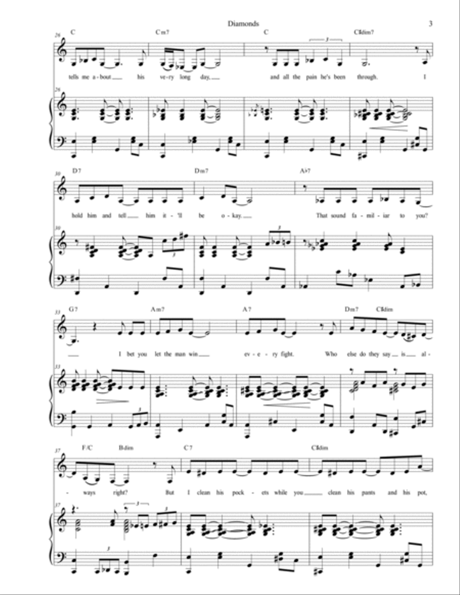 Diamonds Piano, Vocal, Guitar scores gallery preview page 3