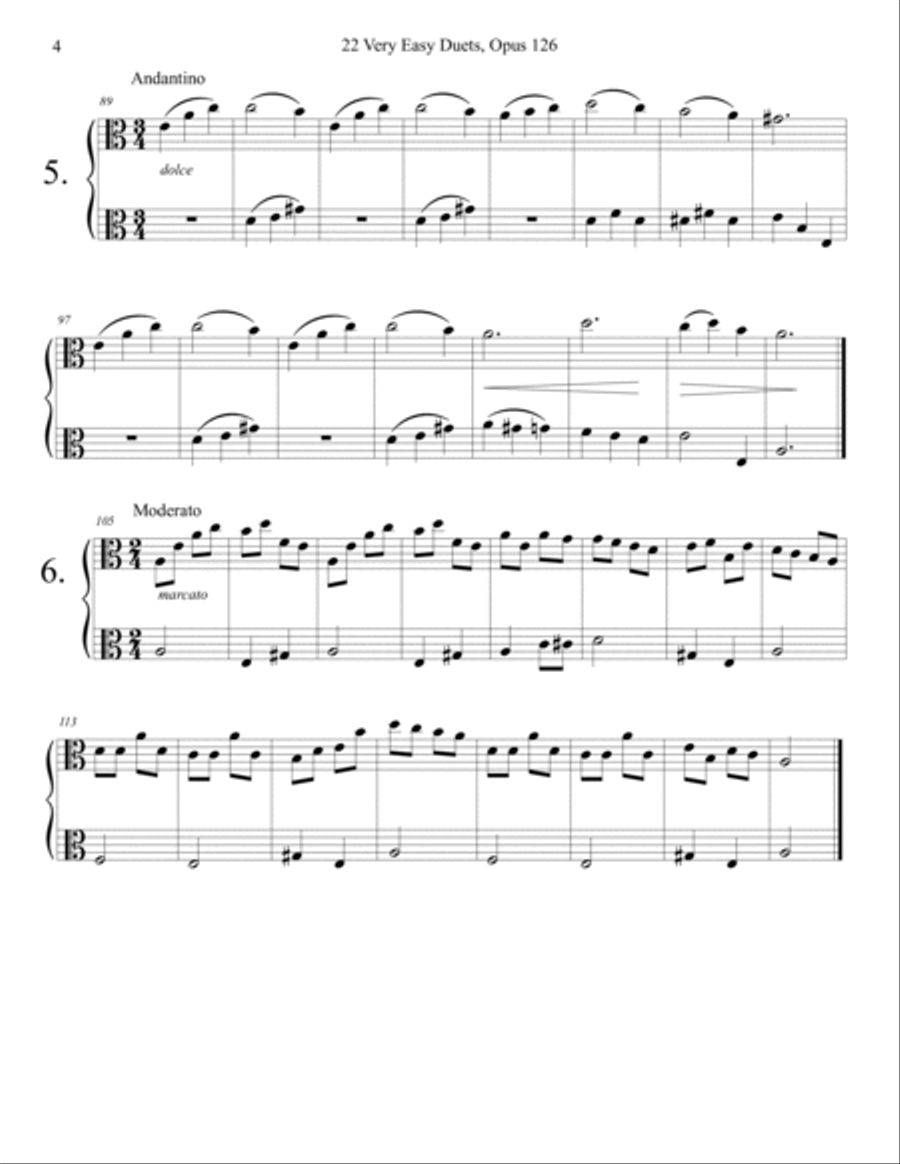 Sebastian Lee 22 Easy Duets Op. 126 for Two Violas String Duet scores gallery preview page 4