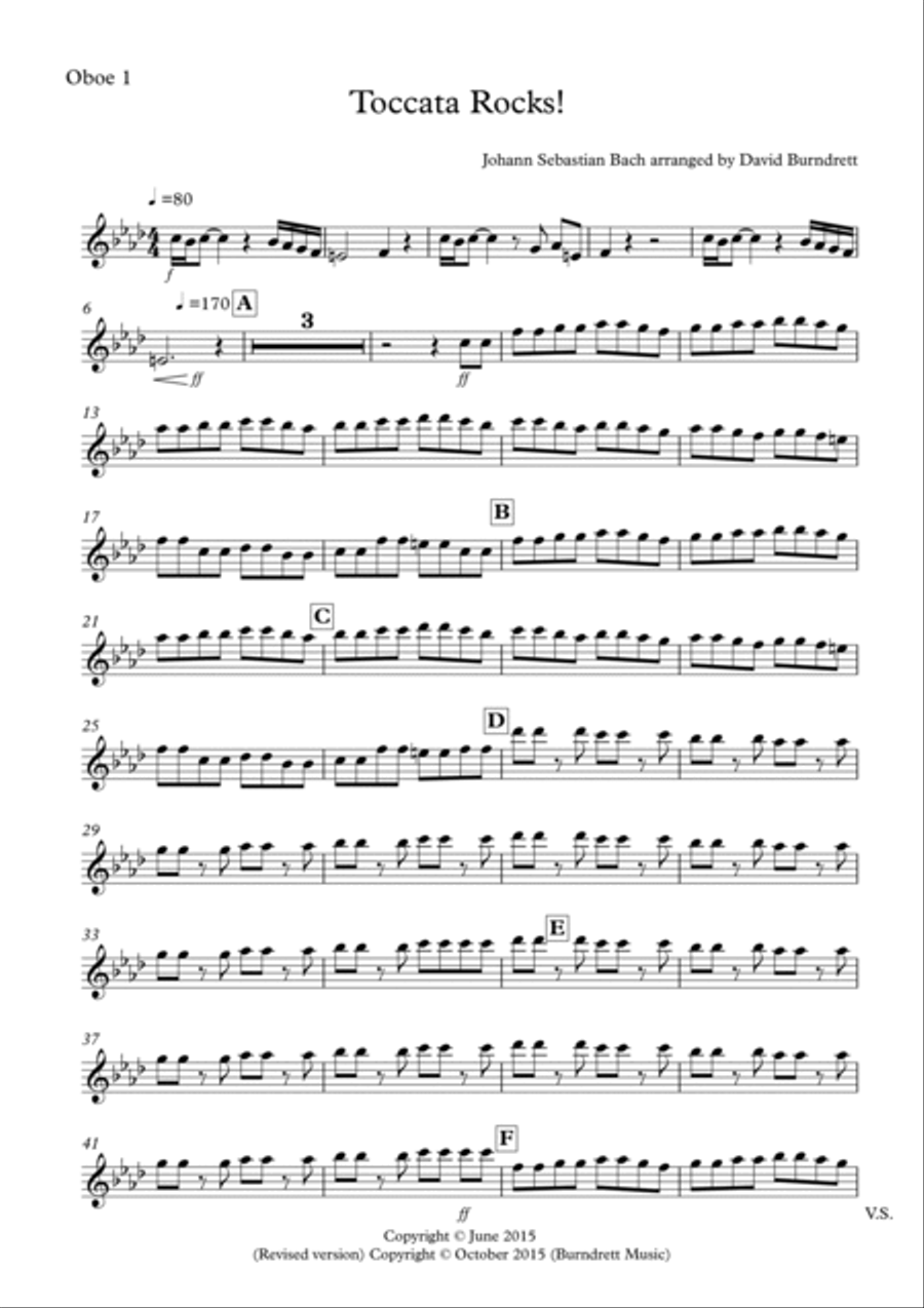 Toccata by Bach Rocks for Double Reed Quartet Woodwind Trio scores gallery preview page 3