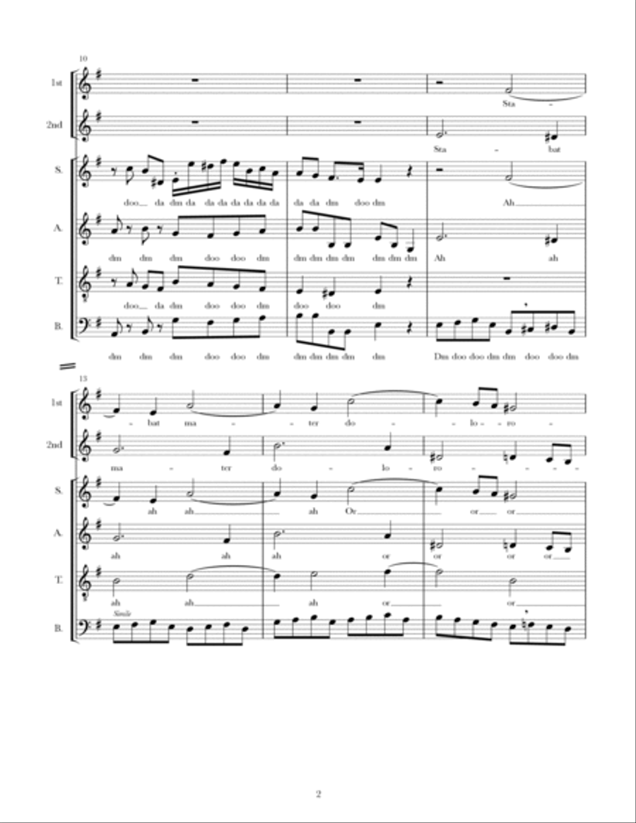 Stabat Mater Dolorosa - Pergolesi - DUET + SATB A Cappella 4-Part scores gallery preview page 3