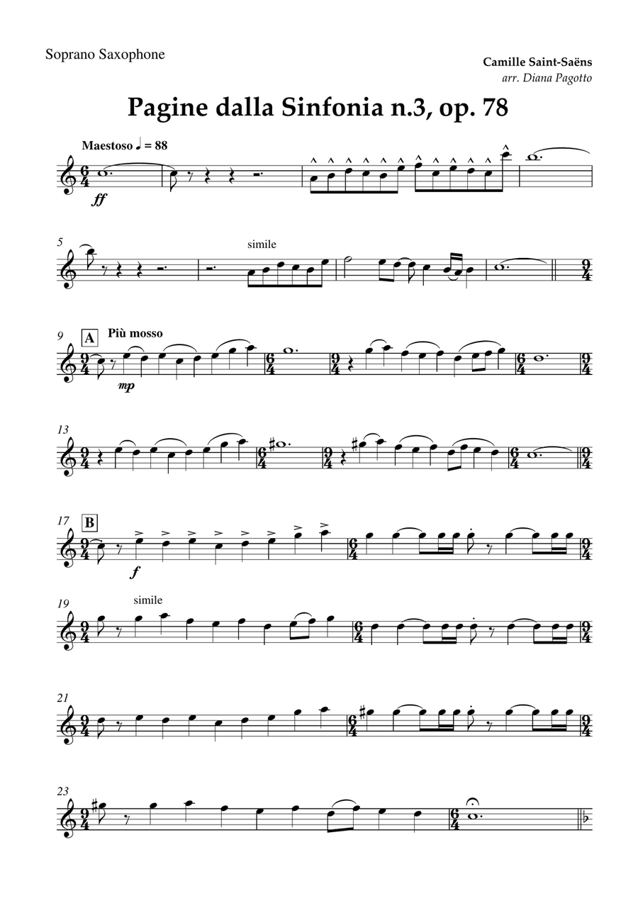 Pagine dalla Sinfonia n. 3 Saxophone Quartet scores gallery preview page 6