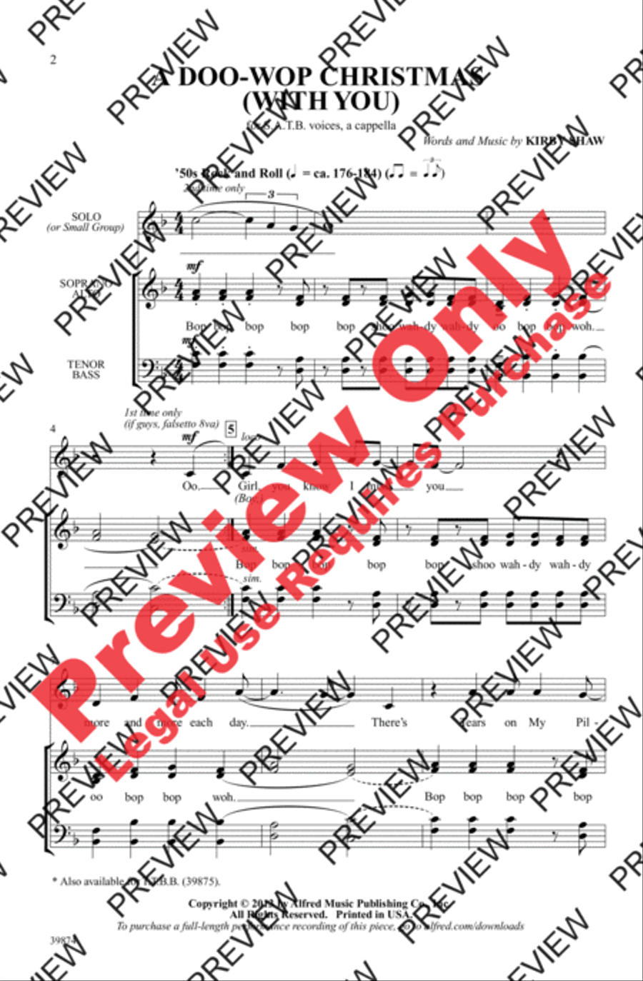 A Doo-Wop Christmas (With You) 4-Part scores gallery preview page 9