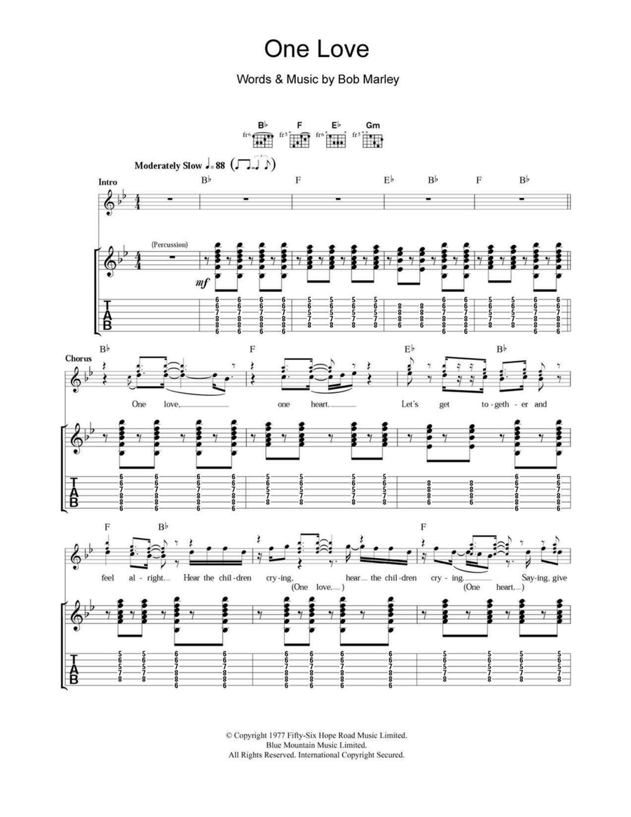 One Love Acoustic Guitar scores gallery preview page 1