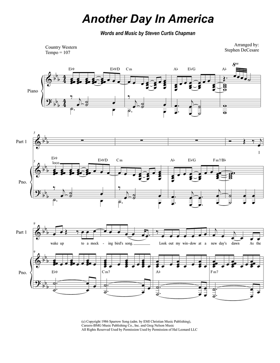 Another Day In America Choir scores gallery preview page 1