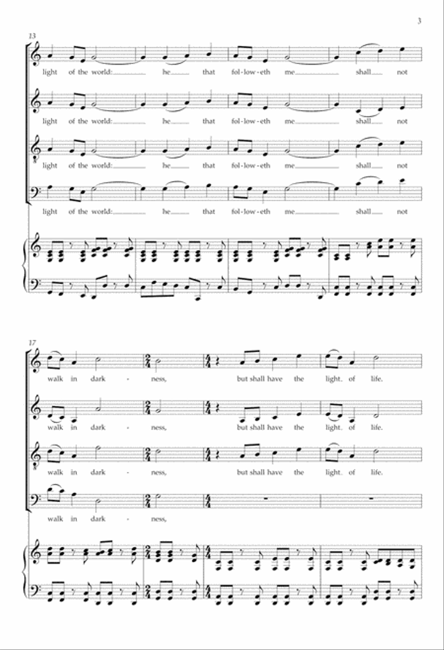 The light of the world from Every purpose under the heaven 4-Part scores gallery preview page 3